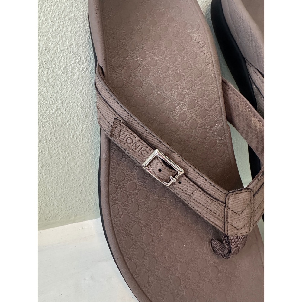Vionic Tide Patty Taupe Comfort Flip Flop Orthotic Sandals Buckle Size 8 - Picture 5 of 6